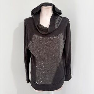🌷SALE Free People Swash Sequin Hooded Sweatshirt Size XS Terry Fabric Hoodie